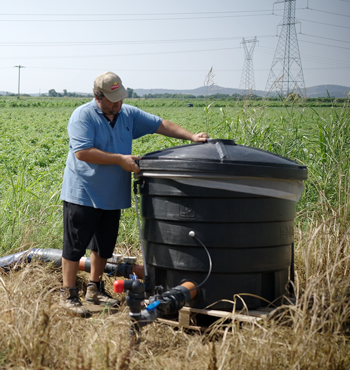 Irrigating crops with a water-conserving innovation in Greece