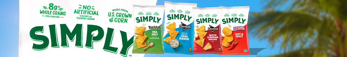 Simply line of Tostitos, Doritos, and Ruffles