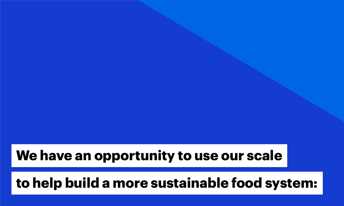 We have an opportunity to use our scale to help build a more sustainable food system:
