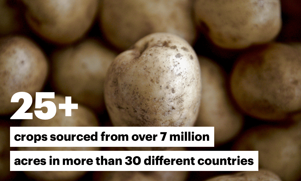 25+ crops sourced from over 7 million acres in more than 30 different countries