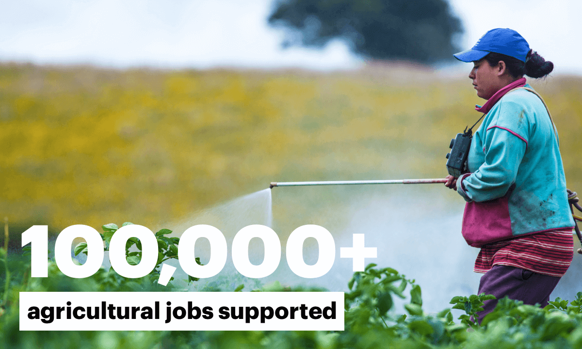 100,000+ agricultural jobs supported