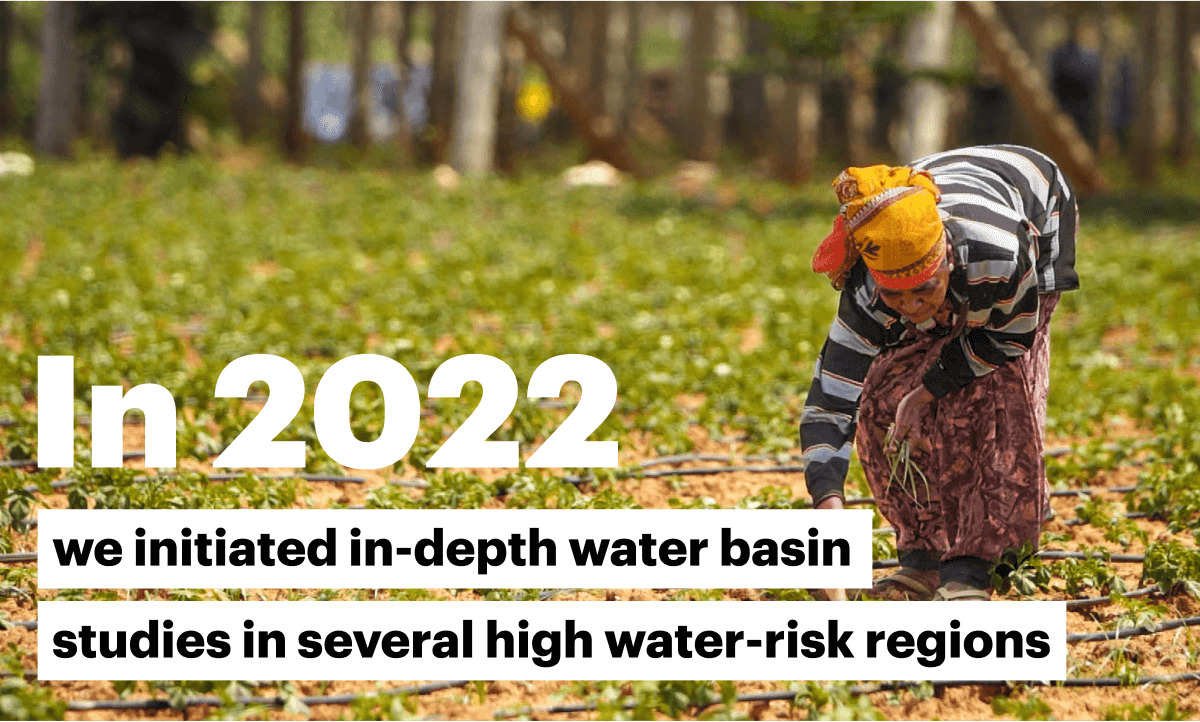In 2022 we initiated in-depth water basin studies in several high water-risk regions
