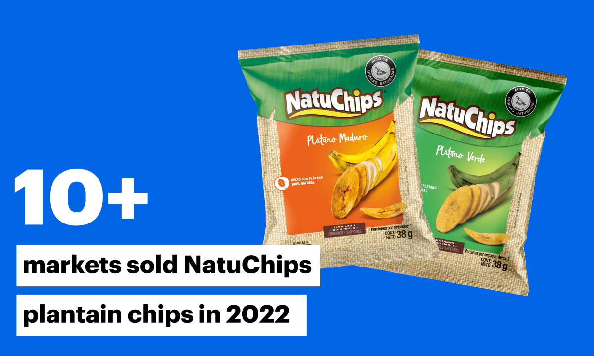 10+ markets sold NatuChips plantain chips in 2022