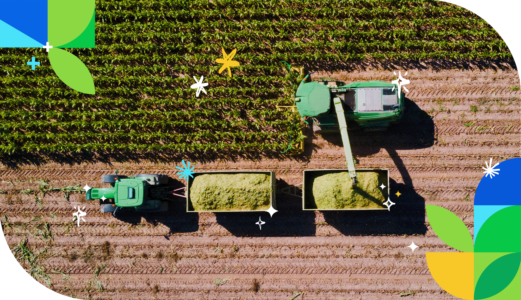 Farming equipment collecting crops