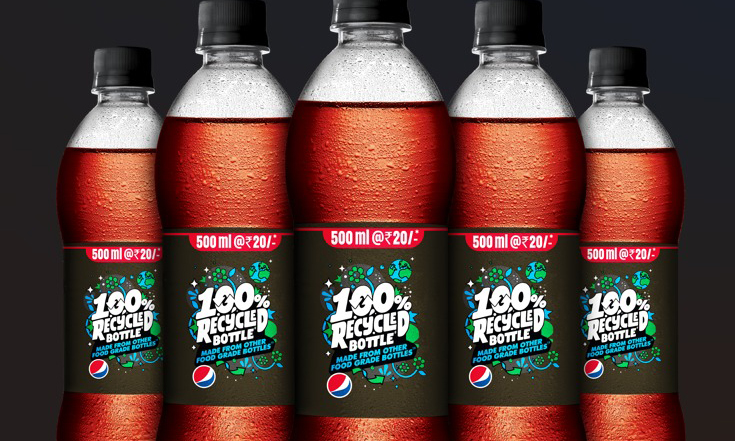 Pepsi bottles made from recycled materials