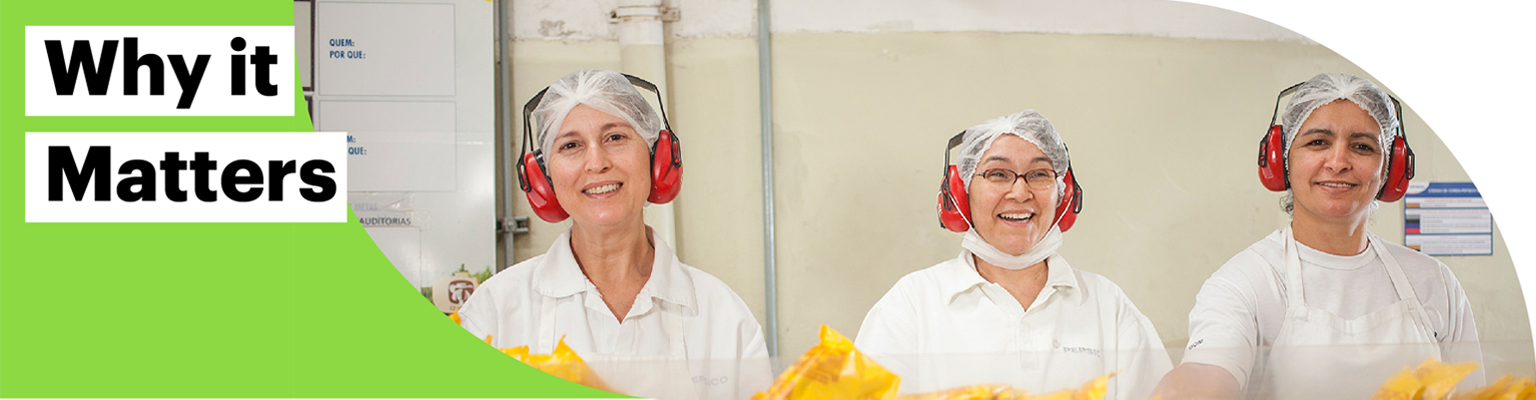 Why it Matters. Image of three female frontline workers with a pile of chips in front of them.