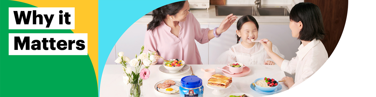 Why it Matters. Image of two women and a child eating.