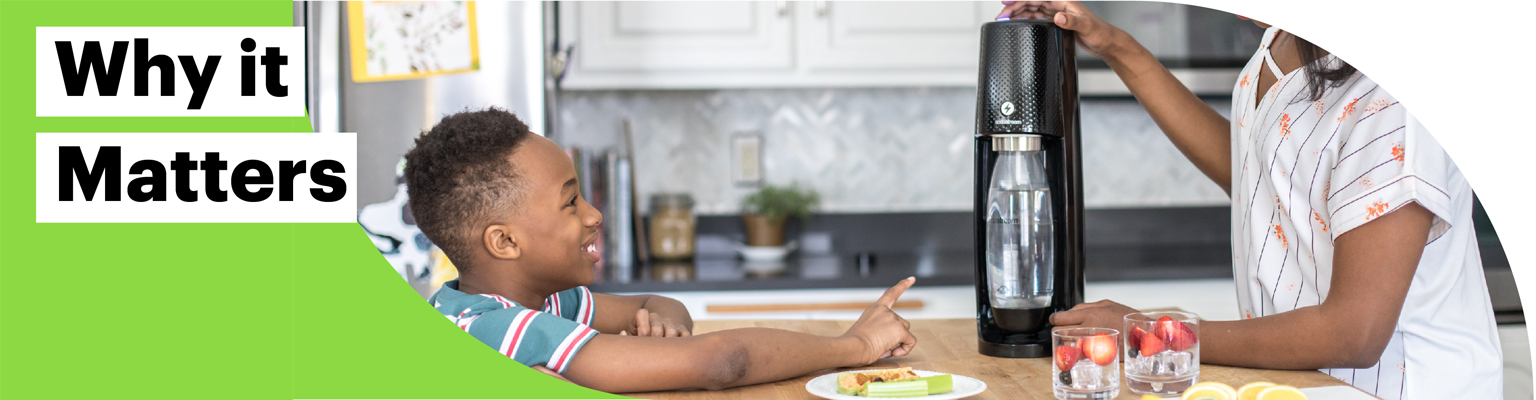 Why it Matters. Image of woman and child using SodaStream machine.