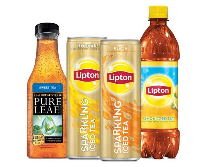 Product shot of Pure Leaf and Lipton teas from 1991